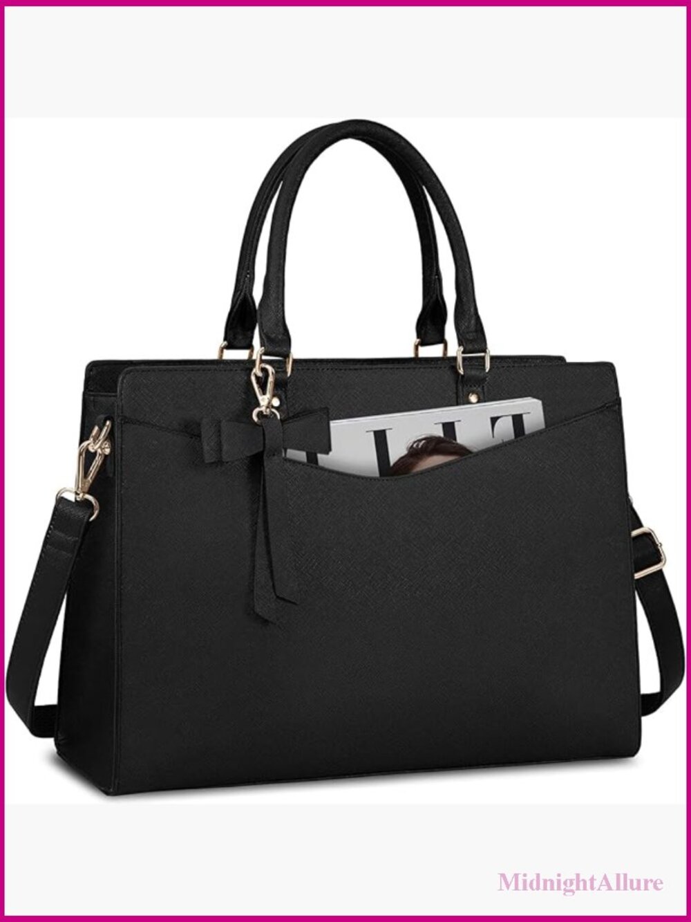 15.6" Laptop Tote Bag PU Leather Waterproof Business Work Bag